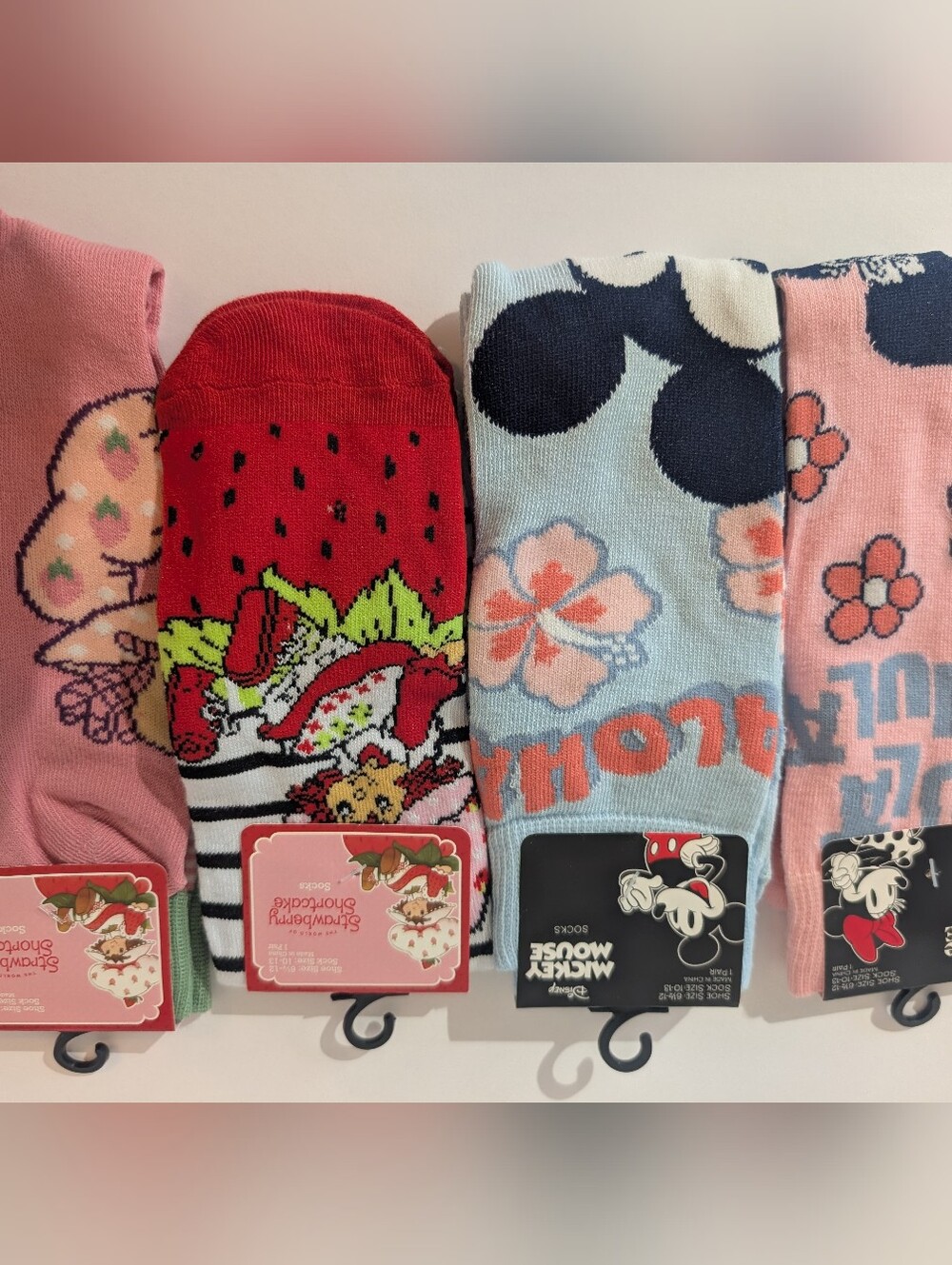 Women's Disney Minnie Mouse And Strawberry Shortcake Socks 4 Pack